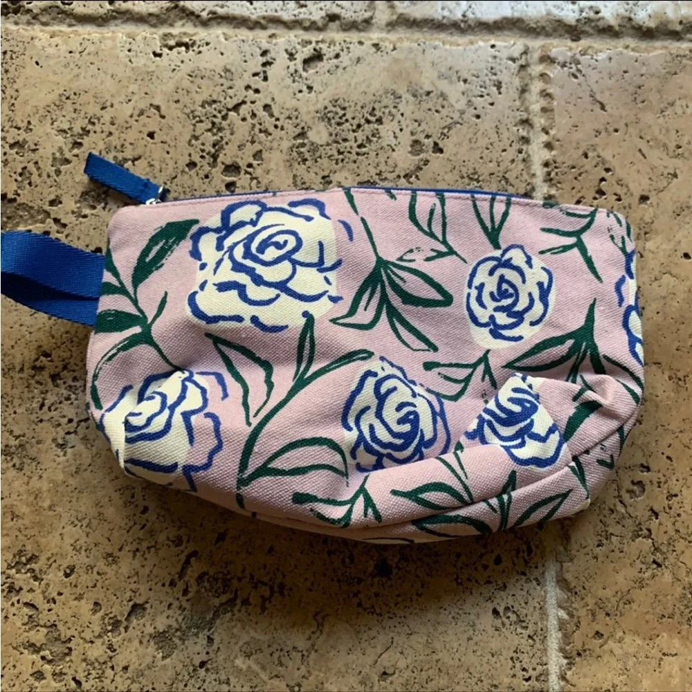 Fresh Rose Canvas Makeup Bag Travel Pink
